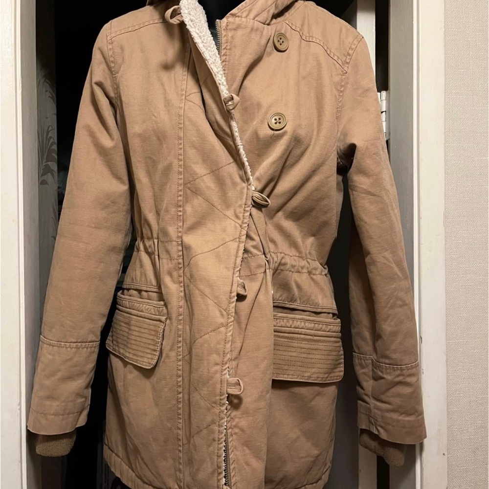 Tan Hooded Women's Coat